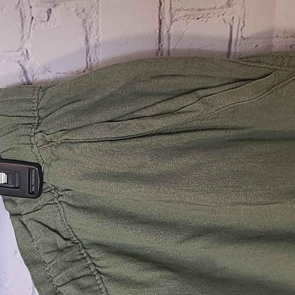 NEW Army Green Linen Blend Drawstring Elastic Waistband Pocket Joggers Size XXL - Picture 4 of 8